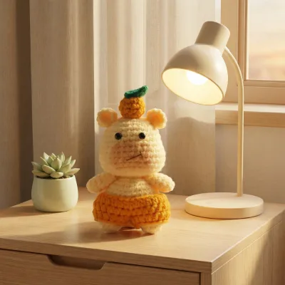 Crochet for Capybara Finished Plush Pendant DIY Handmade Doll Yarn Knitting Cute Gift Keychain Orange Fruit