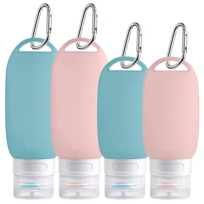 90ml Leakproof Soft Silicone Squeeze Shampoo & Shower Travel Bottle Wiht Hook Carabiner,Eco-Friendly Pocket-Sized Silicone Tube