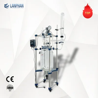 50Liter Chemical Glass Reaction Flask Cooling Jacket Reactor with Heating Circulator