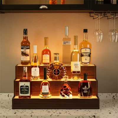 Acrylic Luminous Wine Rack Led Ladder Wine Display Cabinet Double Layer Intelligent Remote Control Multicolor Shenzhen