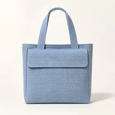 Custom Logo Shoulder Canvas Flap Tote Bag for Laptop Commuters Travel & Daily Use