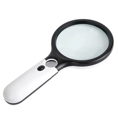 Double Lens Three LED Lights Handheld Handle High Power Reading Magnifier