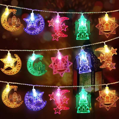 1.5m Ramadan LED Decorative Lamp EID Mubarak Moon Star Lights Strings Home Curtain Decoration Islam Muslim Indoor Outdoor