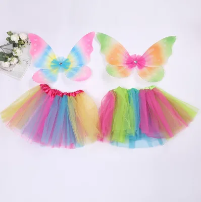 Butterfly wings and Tutu Skirt Set for Kids Girls Children Halloween Costume Party