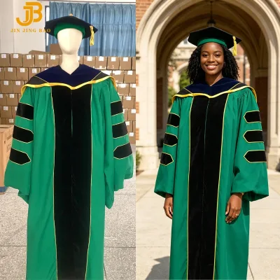 Wholesale Custom Logo 100% Polyester PhD Gown Bulk Doctoral Gown for University Graduation Ceremony Unisex