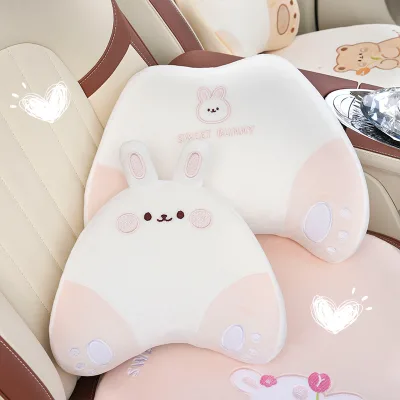 Memory Cotton Car Headrest and Neck Pillow Plush Four Seasons Universal Waist Back Pillow Comfortable Seat Cushions & Pillow