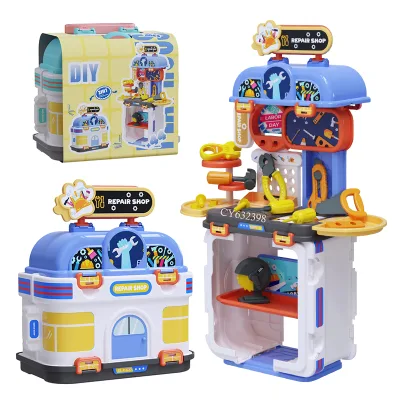 Wholesale Educational Games Plastic 2 in 1 Tool Sets Table Pretend Play Repair Toys Kit for Kids