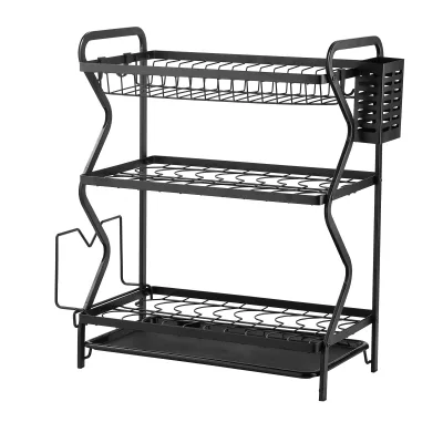 Kitchen bowl and tray multifunctional storage rack bowl and tray drain rack countertop large capacity bowl and tray storage rack