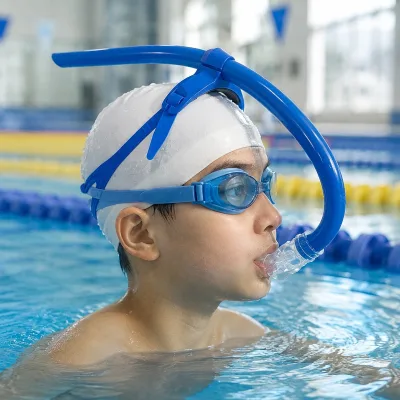 Kids Swim Training Snorkel, Front Mount Swimming Breathing Tube, Improve Swimming Technique