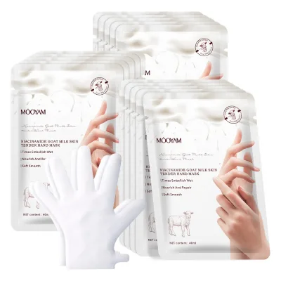 Custom Niacinamide Hand SPA Mask OEM Moisturizing Smoothing Goat Milk Collagen Glove Sheet Hand Mask