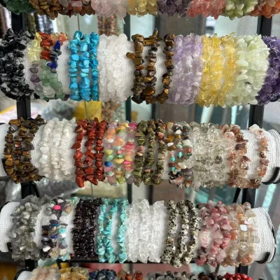 Wholesale Natural Crystal Chip Bracelet for Women Healing Stone Beads Bracelet Stretchy Gemstone Bracelets for Her Perfect Gift