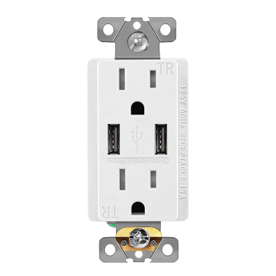 Bulk UL/CUL USB Outlets Wholesale Hospital Grade Tamper-proof Indoor Style USB Charger Receptacle with Dual Type a Ports