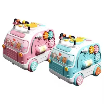 Electric Universal Vehicle Baby Playing Game Early Educational Children's Fun Multi-functional Music School Bus Toy for Baby Kid