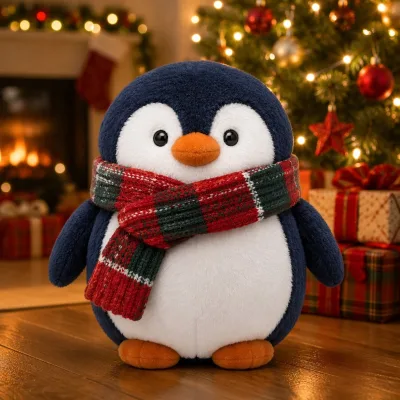 Weighted King Penguin Stuffed Animal with Embroidered Details Soft Flat Lying Arctic Plush for Anxiety Relief and Winter Decor