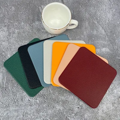 Wholesale Home Creative square Imitation Leather coaster Restaurant Hotel Waterproof Oil-proof Heat Insulation Tea Mat coaster