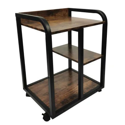 Rectangle Brown Living Room Wood Cabinets With Black Metal Support Legs