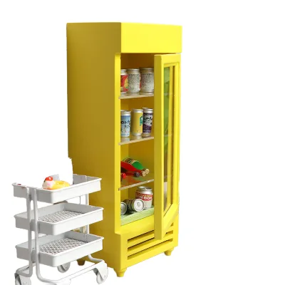 Miniature White Wood Fridge and Freezer Set for Dollhouse for Kids Bedroom & Living Room Bedroom Accs Toy