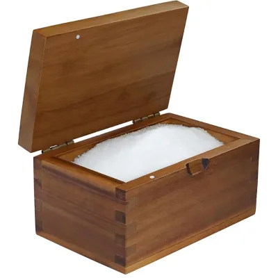 Multi-Purpose Wooden Seasoning Box with Swivel Cover for Table Salt Salt or Spice Storage Food Use  Wood Salt Box with Flip Lid