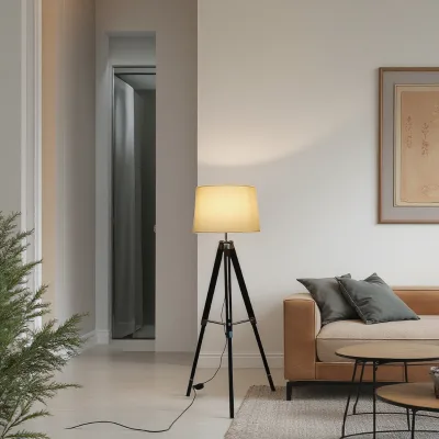 Modern Design Fabric Tripod Base Floor Lamp with E26/E27 for Home & Hotel Bedroom & Living Room Decor