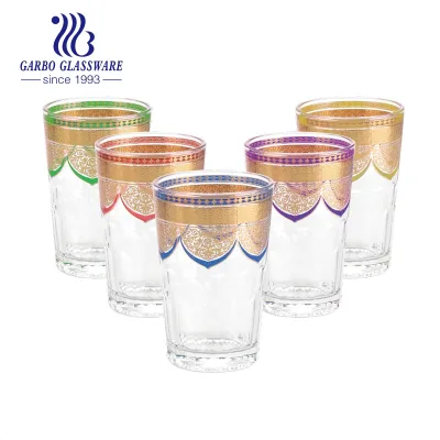 New Moroccan Tea Glasses Mug Cup Factory Price Customize Decal Packaging Multi Color Gold Print Glass Feature Drinkware