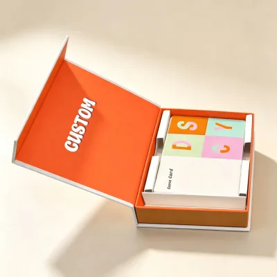 Custom Printed Flash Card Game with Wooden Holder Display Rack Personalized Fun Attracting Table Topics QuestionsTalk Game Cards