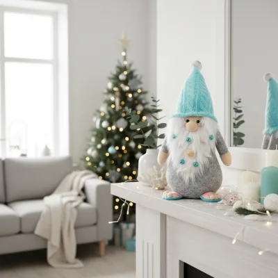 New Arrival Blue Christmas Decoration Knit Gonk Plush Stuffed Doll Holiday Ornament