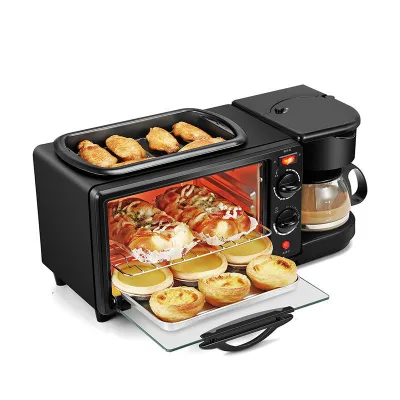 Multifunctional Electric Breakfast Sandwich Maker Coffee & Pizza Oven Stainless Steel for Household Car & Hotel Use