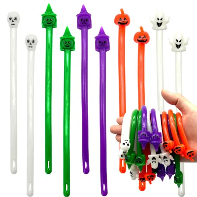 Bestseller Halloween Lala-style Novelty TPR Soft-rubber Stress-relief Noodle Bracelet Elastic Cord Toy