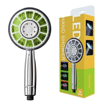 Cupc Led 7 Colors Shower Head Popular Chrome Plated Led Rain Shower Head Rainfall Led Hand Shower Head With Light