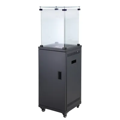 Freestanding Outdoor Propane Patio Gas Heater Iron and Steel Fire Pit with Quartz Glass Tube and Tip-Over Protection