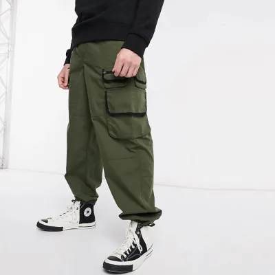 New Trendy Sport Casual Wide Leg Men Utility Trousers Baggy Streetwear Hip Hop Cargo Work Pants for Mens
