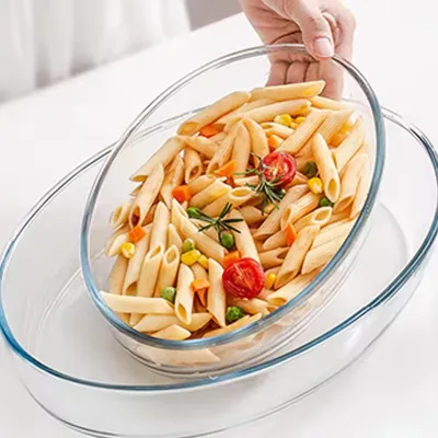 700ml Glass Baking Dish Oval Shaped for Home Microwave Ovens Suitable for Baking Rice Meat and Fish