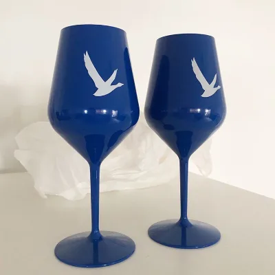 Hot Sell Unbreakable 16oz Wholesale Plastic Blue Champagne Flutes Glass for Wedding Party