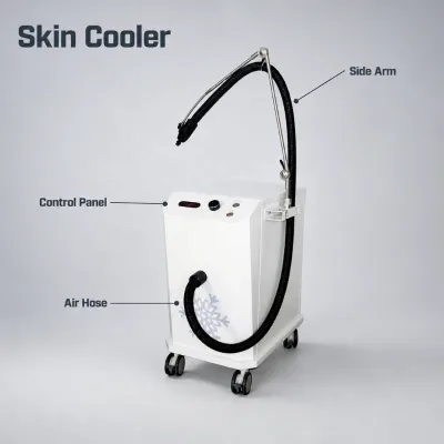 Skin Cooling Machine Air Skin Cooler Cold Air Blower for Picosecond Laser Tattoo Removal CO2 Fractional Laser Comfort Cooling