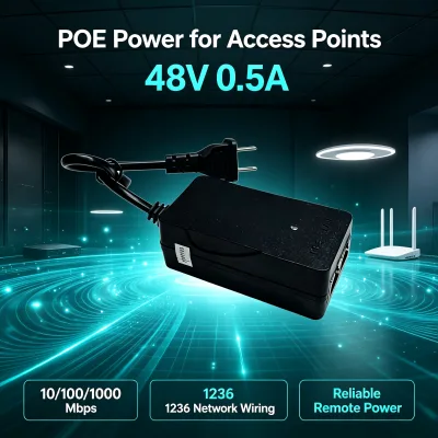 10/100/1000Mbps PoE Power Supply Switch RJ45 Poe Injector 48V0.5A Gigabit Plug Play Full-Duplex/Half-Duplex 2-Year Warranty