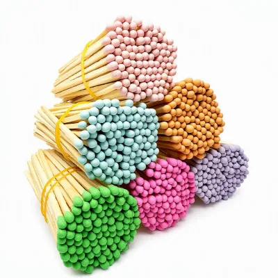 Factory Wholesale Vibrant Multi Match Heads Premium Wooden Sticks Household Fireplace Candle Lighting Safety Matches