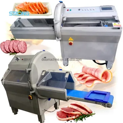 New Semi Automatic Meat Bacon Slicing Machine Pork Mutton Slicer Stainless Steel Blade Adjustable Thickness 1-30mm High Capacity