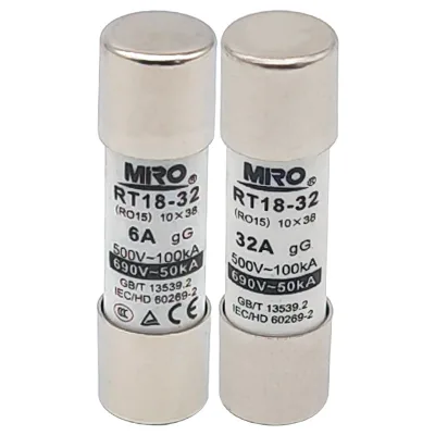RT18-32/R015/10*38 Ceramic Fuse Tube 500V-100KA 690V-50KA gG