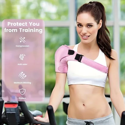 Adjustable Neoprene Shoulder Brace with Hook and Loop Closure, Breathable Shoulder Support for Weightlifting & Gym Fitness