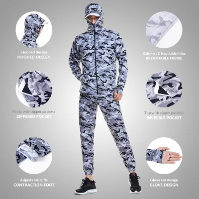 EVELYN OEM ODM Unisex Men Women's Adult Hooded Fishing Sun-Protection Clothing Set Nylon/Cashmere Cool Breathable Anti-Mosquito
