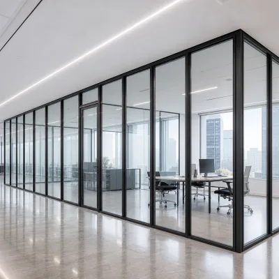 Framed Glass Partition Frosted Privacy Demountable Movable Office Meeting Room Modular Manufacturer Worldwide Flexible ODM