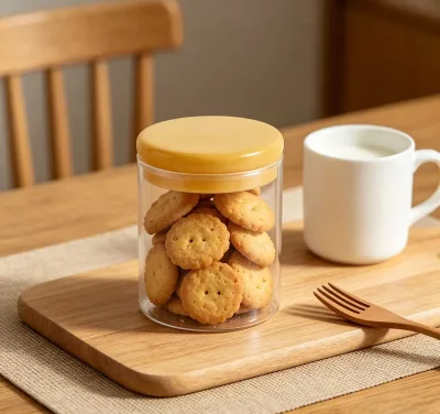 Wholesale Custom Glass Storage Jars with Yellow Lids Cylinder Sealing Storage Containers for Kitchen Food Jar Housewarming Gift