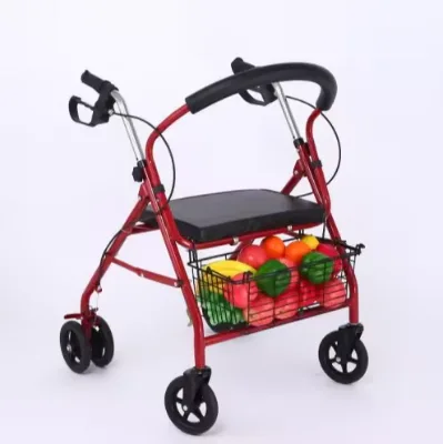 2025 New Arrivals Elderly Assistance Rollator Walking Aid Assisted Shopping Cart Supermarket Car Steel Lightweight Portable