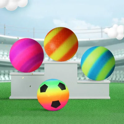 Colorful PVC Ball 15cm Playground High Bounce Rainbow Beach Ball Volleyball Football Inflatable Sports Toy Balls for Kids