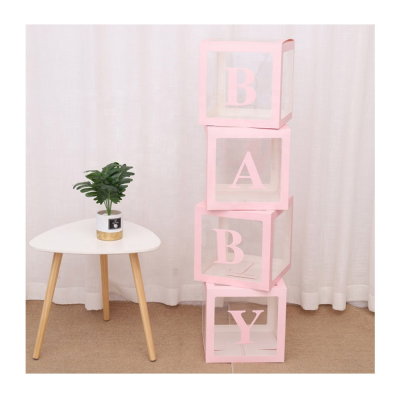 Baby Shower Party Decorations Transparent Clear White Balloon Baby Boxes with Letters