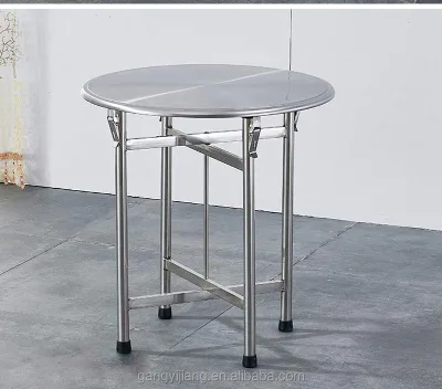Modern Design Stainless Steel Folding Dining Table Set 80CM DIA Home Bar Restaurant Workshop Entry Party Use-Factory Wholesale