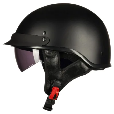 Motorcycle Open Face Visor Quick Release Suits Men Women Matt Black Half Helmet