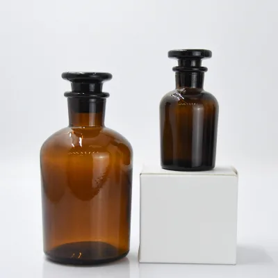 Custom Logo Brown Clear Cork Glass Jar. Apothecary Vintage Tea Storage Glass Bottle 125ml 250ml 500ml 1L Container Jar