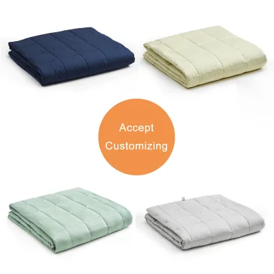 Custom Glass Beads Cotton Bamboo Kids Adults Weighted Blanket With Polyester Padding and Glass Beads