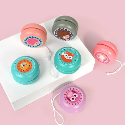 Children Creative Wooden Toys Gift Wooden Cartoon Animal Yo-Yo Ball Educational Toy for Kids